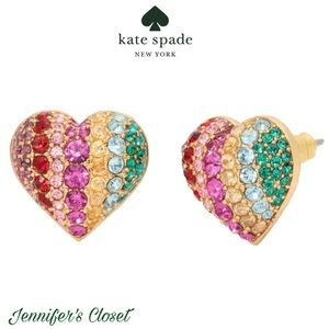NWT ♠️ Kate Spade Pave Multicolored Heart Stud Earrings